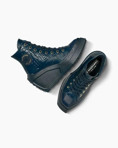 Converse Chuck 70 De Luxe Wedge Women Platform Shoes Blue / Gold NZ | C-97530249