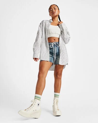 Converse Chuck 70 De Luxe Wedge Women Sneakers White / Black / White NZ | C-26174809