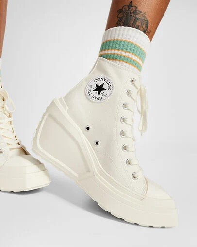 Converse Chuck 70 De Luxe Wedge Women Sneakers White / Black / White NZ | C-26174809