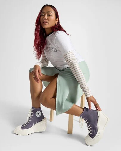 Converse Chuck 70 De Luxe Wedge Women Sneakers Lavender Grey / Black NZ | C-85934609