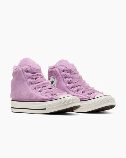 Converse Chuck 70 Faux Fur Women Sneakers Light Purple / Black NZ | C-82916579
