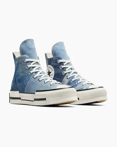 Converse Chuck 70 Plus Distressed Denim Men Sneakers Navy / Black NZ | C-54983609