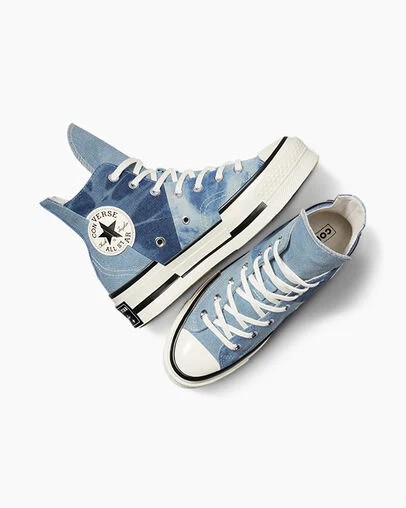 Converse Chuck 70 Plus Distressed Denim Men Sneakers Navy / Black NZ | C-54983609