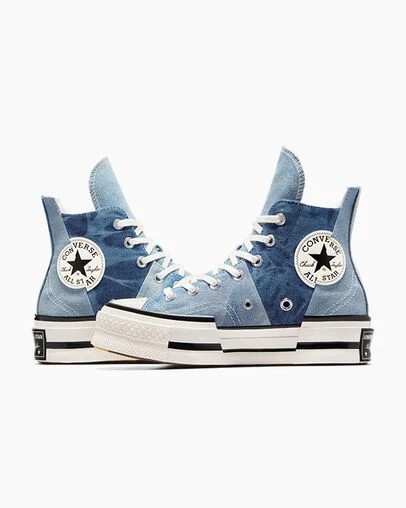 Converse Chuck 70 Plus Distressed Denim Men Sneakers Navy / Black NZ | C-54983609