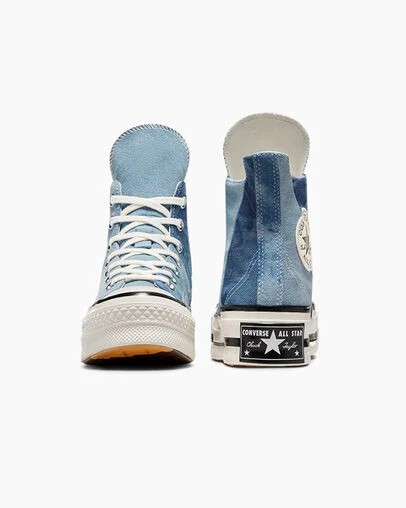 Converse Chuck 70 Plus Distressed Denim Men Sneakers Navy / Black NZ | C-54983609