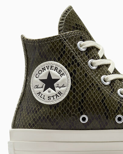 Converse Chuck 70 Snakeskin Print Women Sneakers Dark Green NZ | C-17495609