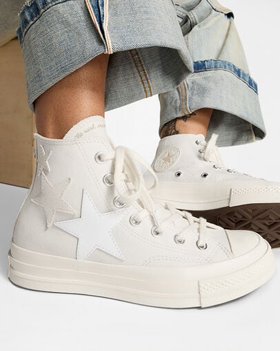 Converse Chuck 70 Stars Men Sneakers White / Beige NZ | C-94860719