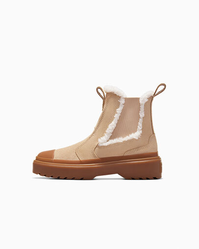 Converse Chuck Taylor All Star Chelsea Lugged Suede Kids' Sneakers Light Brown NZ | C-79536219