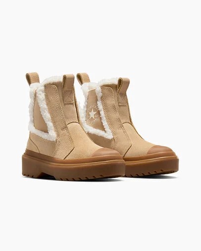 Converse Chuck Taylor All Star Chelsea Lugged Suede Kids' Sneakers Light Brown NZ | C-26054919
