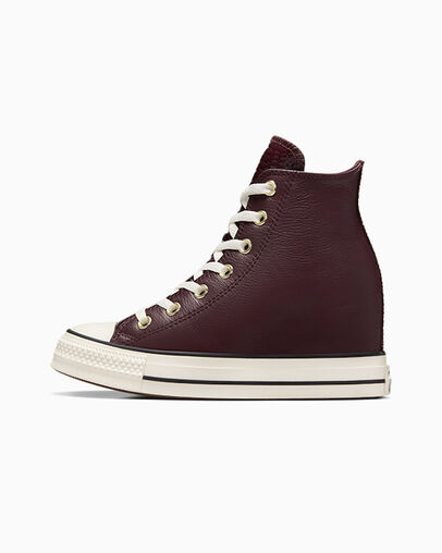Converse Chuck Taylor All Star Classic Wedge Leather Women Sneakers Burgundy / Black NZ | C-63045289