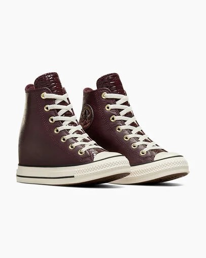 Converse Chuck Taylor All Star Classic Wedge Leather Women Sneakers Burgundy / Black NZ | C-63045289