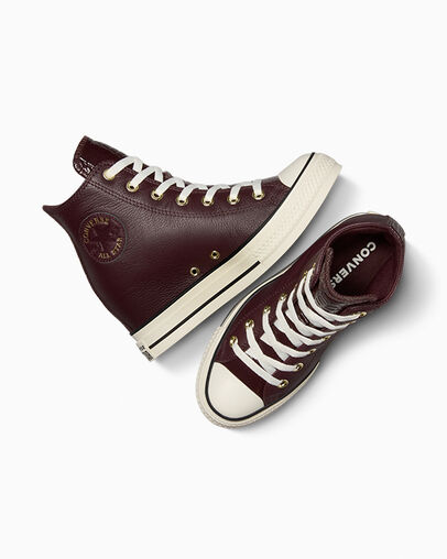 Converse Chuck Taylor All Star Classic Wedge Leather Women Sneakers Burgundy / Black NZ | C-63045289