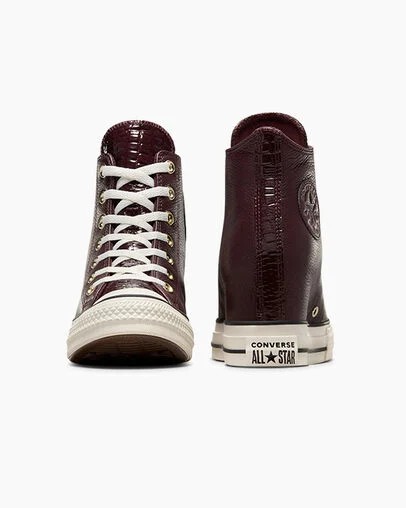 Converse Chuck Taylor All Star Classic Wedge Leather Women Sneakers Burgundy / Black NZ | C-63045289