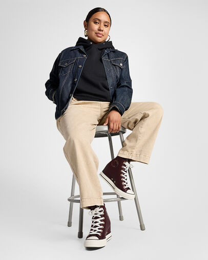 Converse Chuck Taylor All Star Classic Wedge Leather Women Sneakers Burgundy / Black NZ | C-51462879