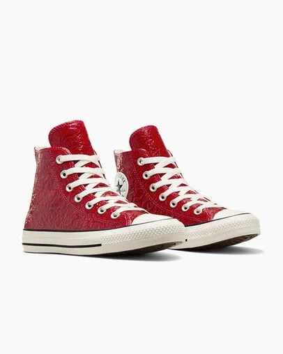 Converse Chuck Taylor All Star Crinkled Leather Women Sneakers Red NZ | C-30418279