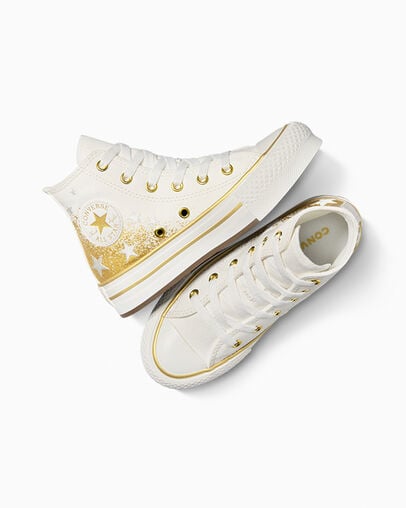 Converse Chuck Taylor All Star EVA Lift Kids' Platform Shoes White / Gold NZ | C-26197809