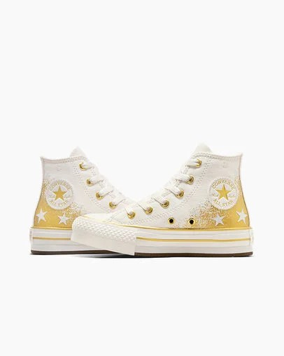Converse Chuck Taylor All Star EVA Lift Kids' Platform Shoes White / Gold NZ | C-26197809