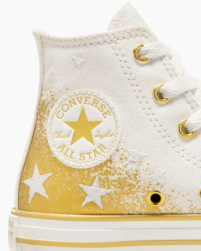 Converse Chuck Taylor All Star EVA Lift Kids' Platform Shoes White / Gold NZ | C-26197809