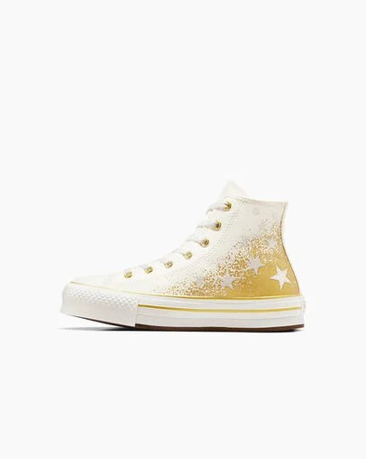 Converse Chuck Taylor All Star EVA Lift Kids' Platform Shoes White / Gold NZ | C-86790519
