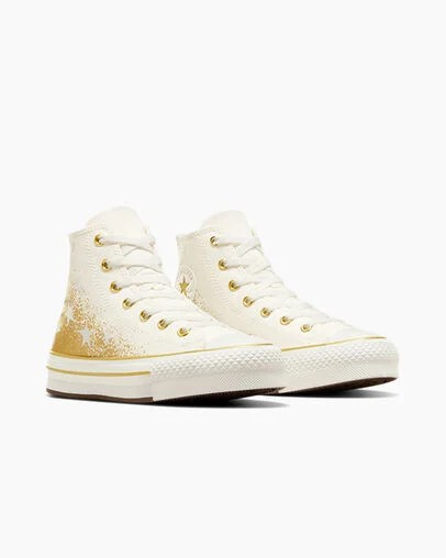 Converse Chuck Taylor All Star EVA Lift Kids' Platform Shoes White / Gold NZ | C-86790519
