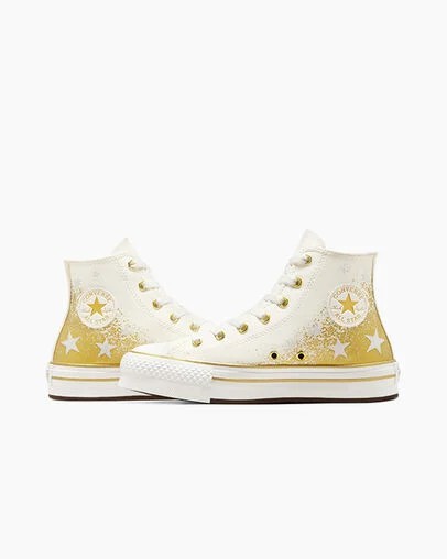 Converse Chuck Taylor All Star EVA Lift Kids' Platform Shoes White / Gold NZ | C-86790519