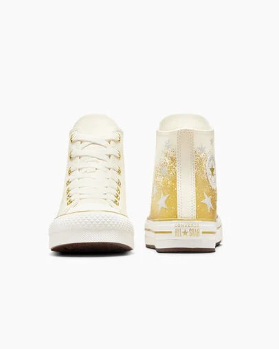 Converse Chuck Taylor All Star EVA Lift Kids' Platform Shoes White / Gold NZ | C-86790519