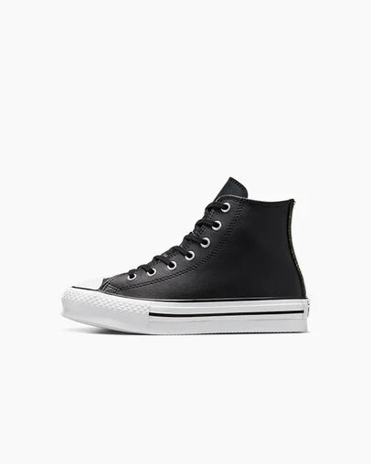 Converse Chuck Taylor All Star EVA Lift Leather Kids' Platform Shoes Black / Beige White NZ | C-43928069