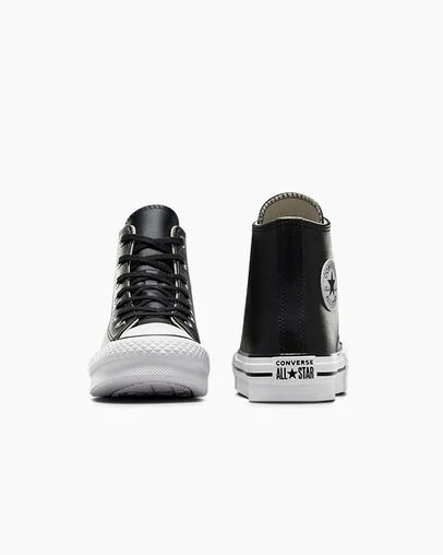 Converse Chuck Taylor All Star EVA Lift Leather Kids' Platform Shoes Black / Beige White NZ | C-43928069