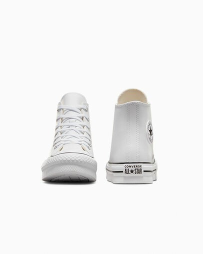 Converse Chuck Taylor All Star EVA Lift Leather Kids' Platform Shoes White / Beige White / Black NZ | C-73540269