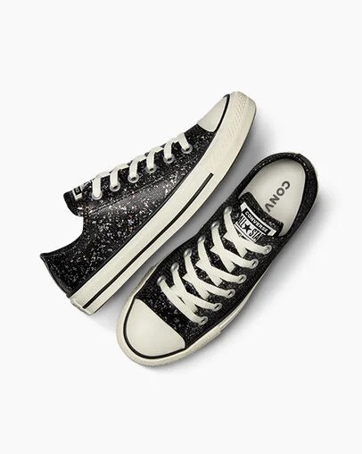 Converse Chuck Taylor All Star Glitter Women Sneakers Black NZ | C-76235989