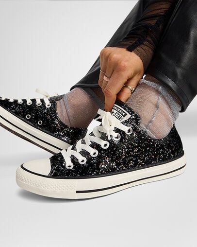 Converse Chuck Taylor All Star Glitter Women Sneakers Black NZ | C-76235989