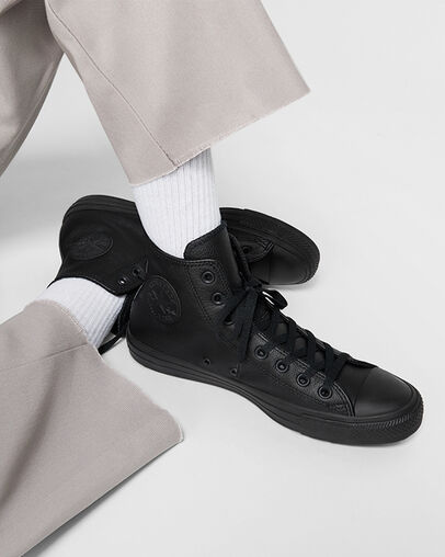 Converse Chuck Taylor All Star Leather Men Sneakers Black NZ | C-39764859