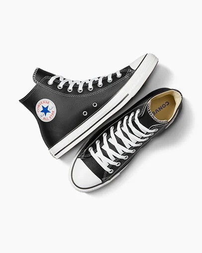 Converse Chuck Taylor All Star Leather Men Sneakers Black NZ | C-62193809