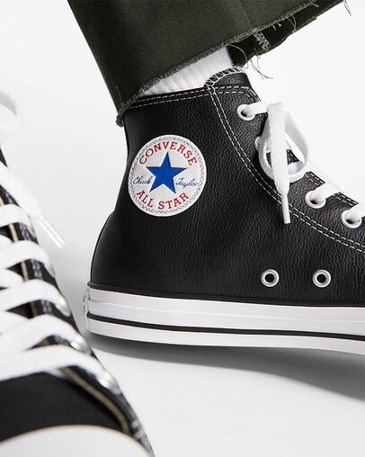 Converse Chuck Taylor All Star Leather Men Sneakers Black NZ | C-62193809