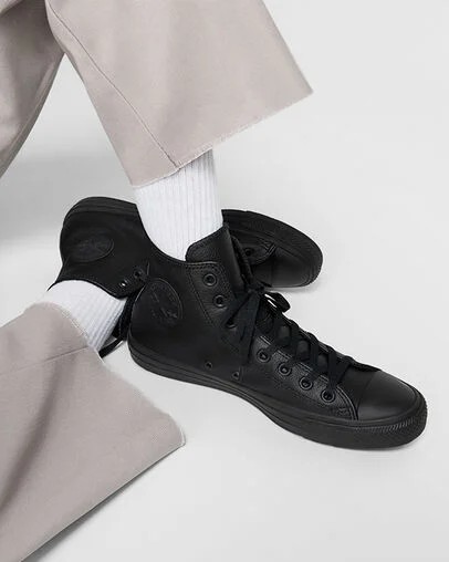 Converse Chuck Taylor All Star Leather Women Sneakers Black NZ | C-39504179