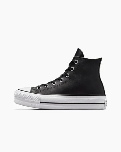 Converse Chuck Taylor All Star Leather Women Platform Shoes Black / White NZ | C-29104659