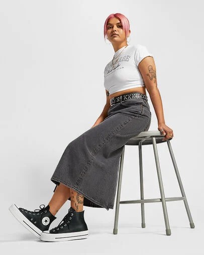 Converse Chuck Taylor All Star Leather Women Platform Shoes Black / White NZ | C-29104659