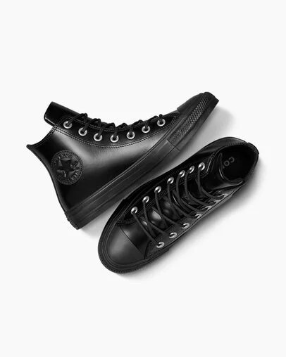 Converse Chuck Taylor All Star Leather Women Sneakers Black / Black NZ | C-79165349