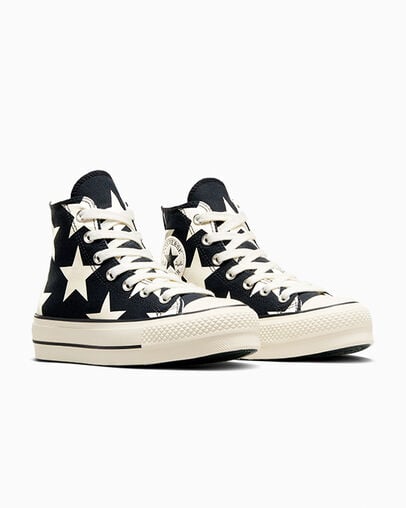 Converse Chuck Taylor All Star Lift Large Stars Women Sneakers Black / Beige White NZ | C-27954369