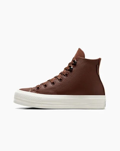 Converse Chuck Taylor All Star Lift Platform Water Repellent Leather Women Boots Brown / Black NZ | C-01467839