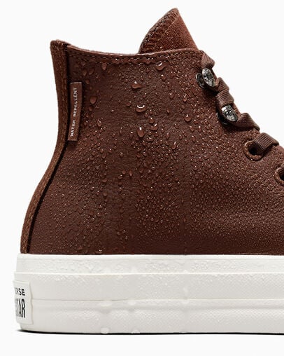 Converse Chuck Taylor All Star Lift Platform Water Repellent Leather Women Boots Brown / Black NZ | C-01467839