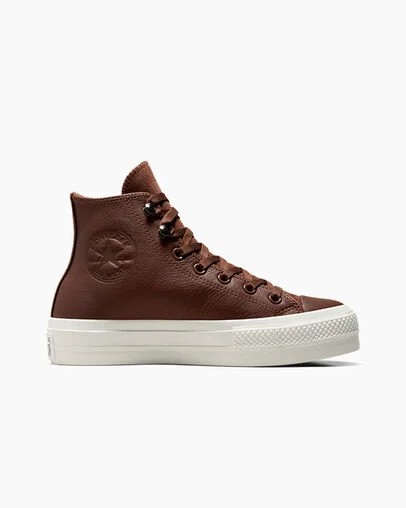 Converse Chuck Taylor All Star Lift Platform Water Repellent Leather Women Boots Brown / Black NZ | C-01467839