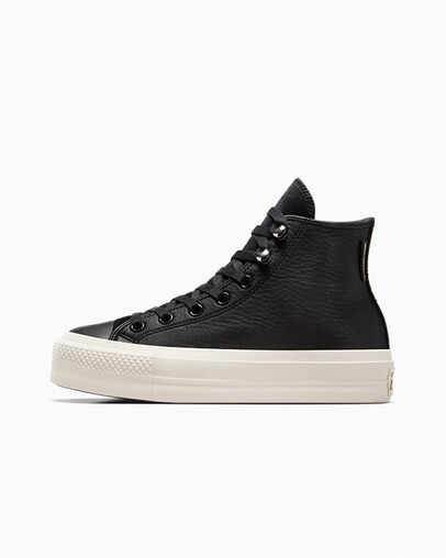 Converse Chuck Taylor All Star Lift Platform Water Repellent Leather Women Boots Black NZ | C-96125349