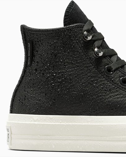 Converse Chuck Taylor All Star Lift Platform Water Repellent Leather Women Boots Black NZ | C-96125349