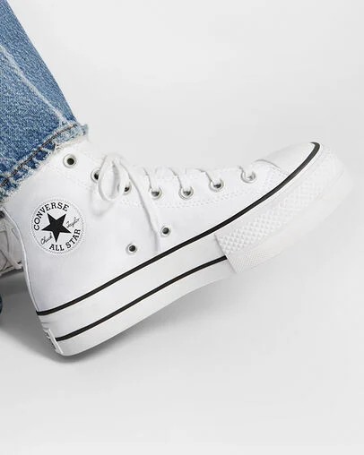 Converse Chuck Taylor All Star Lift Platform Women Canvas Shoes White / Black NZ | C-59073419