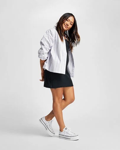 Converse Chuck Taylor All Star Lift Platform Women Canvas Shoes White / Black NZ | C-45983129