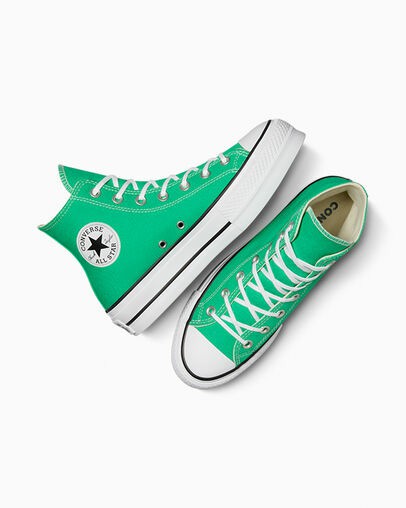 Converse Chuck Taylor All Star Lift Platform Women Canvas Shoes Green / White / Black NZ | C-62781599