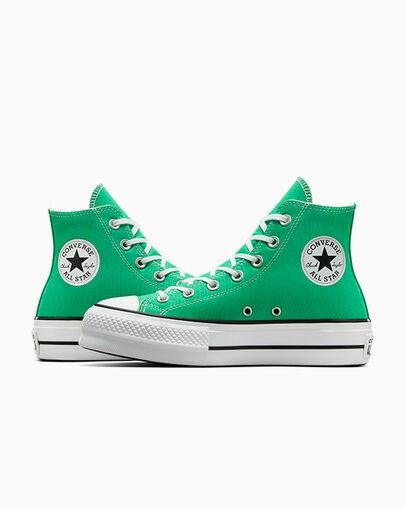 Converse Chuck Taylor All Star Lift Platform Women Canvas Shoes Green / White / Black NZ | C-62781599