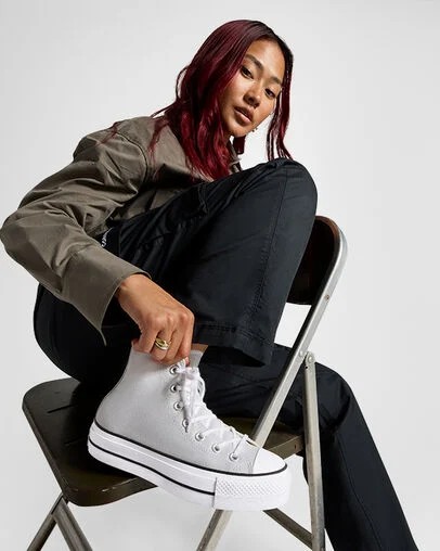 Converse Chuck Taylor All Star Lift Platform Women Canvas Shoes Grey / White / Black NZ | C-70351269