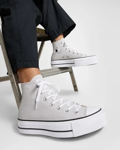 Converse Chuck Taylor All Star Lift Platform Women Canvas Shoes Grey / White / Black NZ | C-70351269